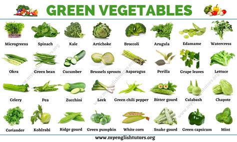 nombres de verduras verdes