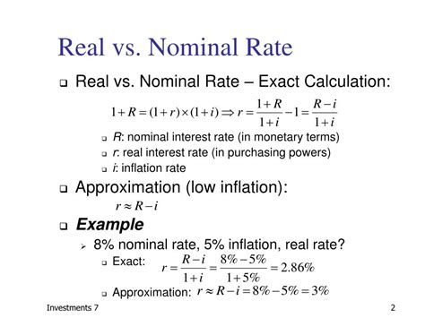 nominal return vs real return formula
