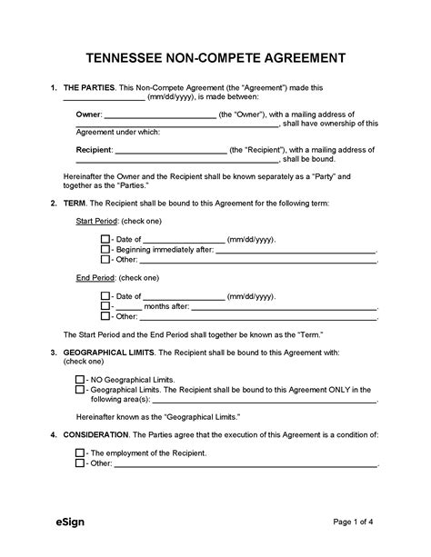 non compete agreement template tennessee