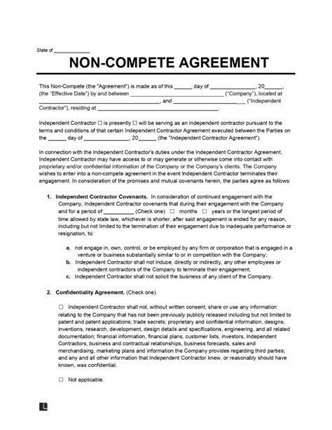 non compete clause independent contractor