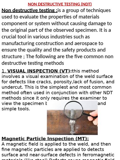 non destructive testing methods pdf ppt
