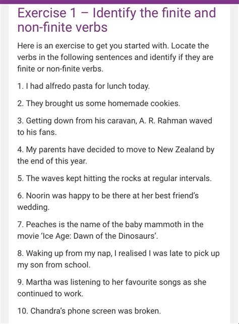 non finite verbs exercises with answers for class 10