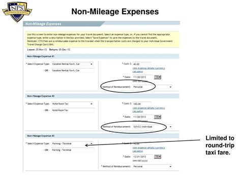 Non Mileage Expense