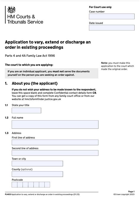 non molestation order application fee