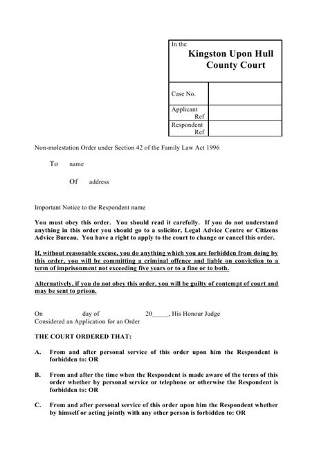 non molestation order criminal record