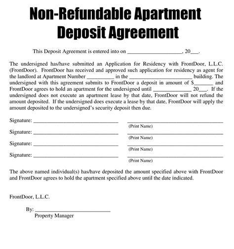 non refundable deposit form template