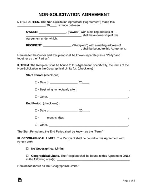 non solicitation agreement template