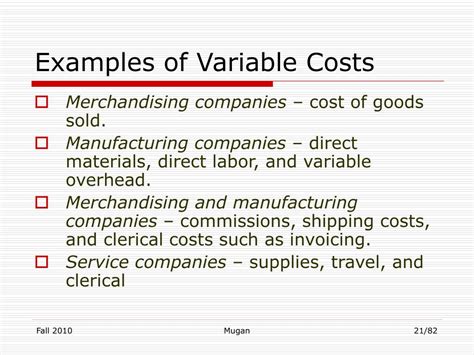 Non Variable Costs Examples