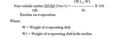 Non Volatile Matter Calculation References