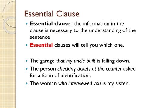 nonessential versus essential clauses commas