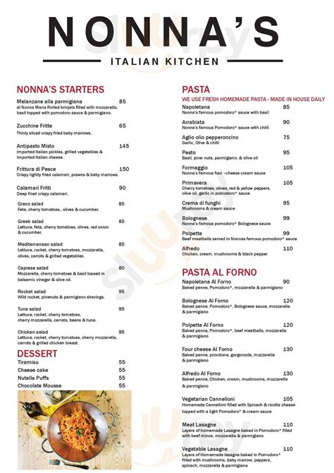 nonna's italian kitchen menu