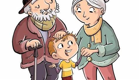 Nonni E Nipote Felici Disegno Del ` S Dei Bambini Vettore Illustrazione