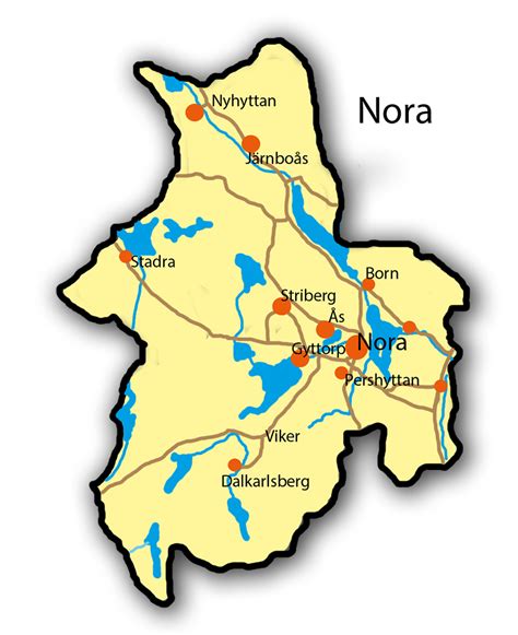 Physical Map of Nora Kommun