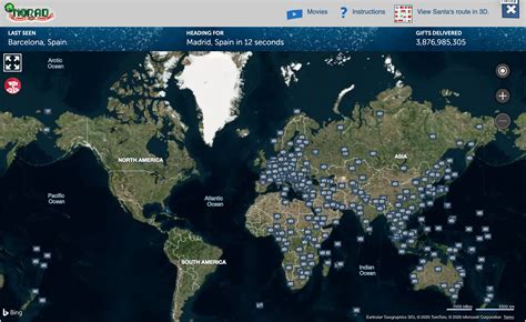 norad santa tracker live map