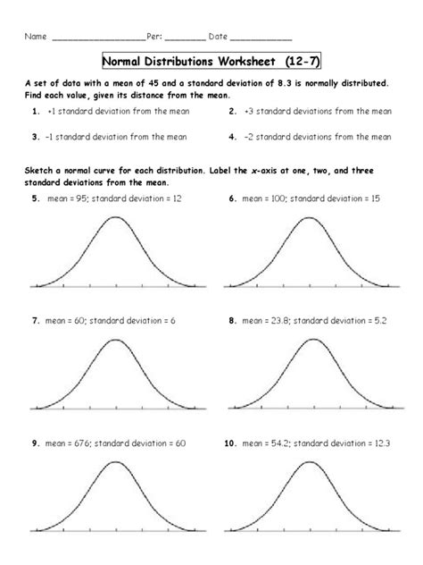 normal distribution word problems worksheet pdf with answers