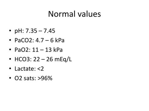 normal ph paco2 pao2 levels