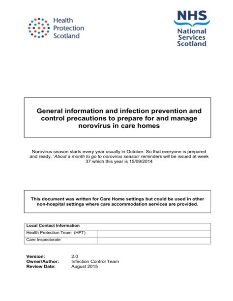 norovirus guidance for care homes scotland