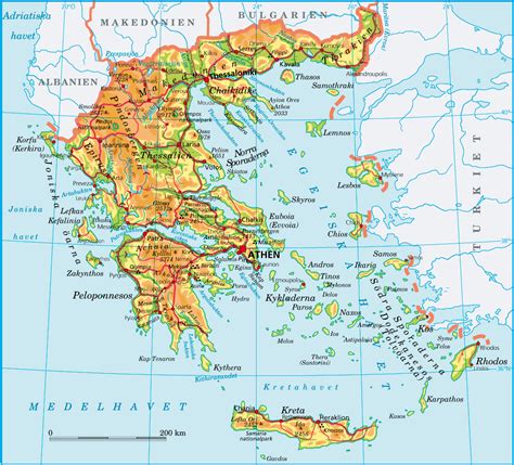 Karta över Grekland och grekiska öar.