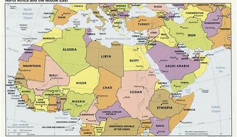 Large political map of North Africa and the Middle East