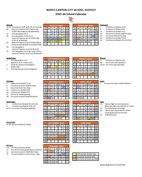 North Canton City Schools Calendar