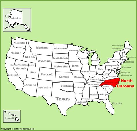 North Carolina Location In Usa Map