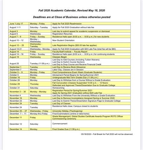 North Carolina State Academic Calendar