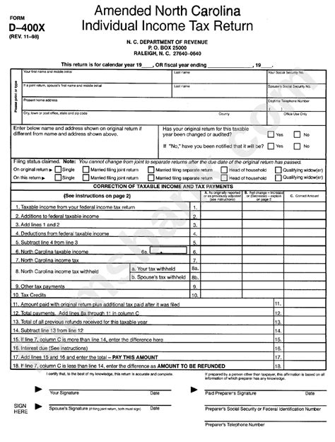 north carolina income tax forms
