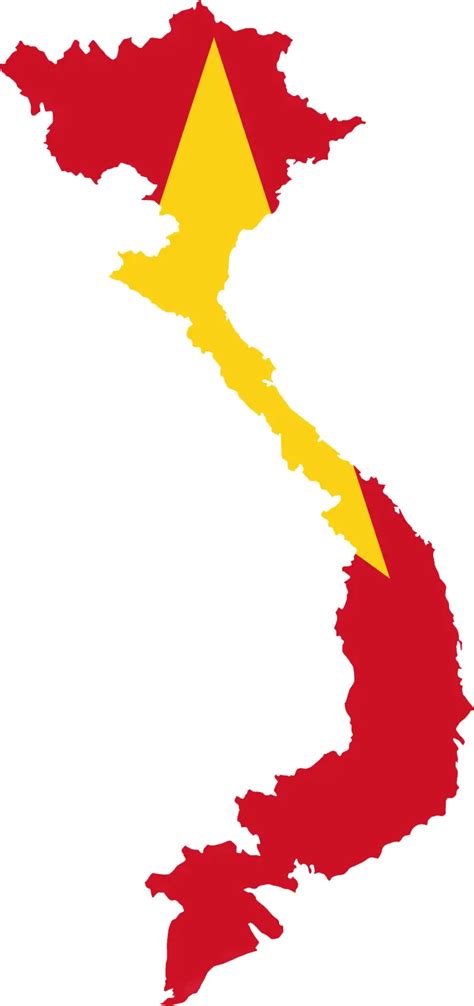 north vietnam flag map
