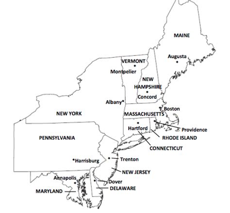 northeast map with states and capitals