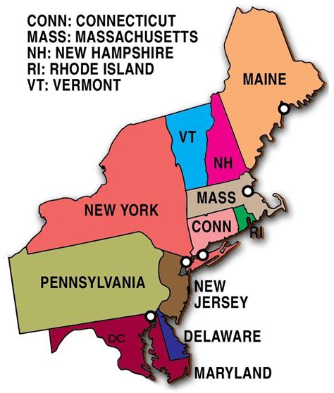 northeast us map with capitals