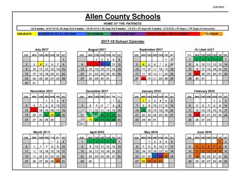 Northwest Allen County Schools Calendar