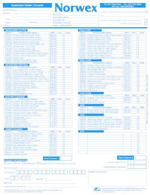 Norwex Printable Order Form