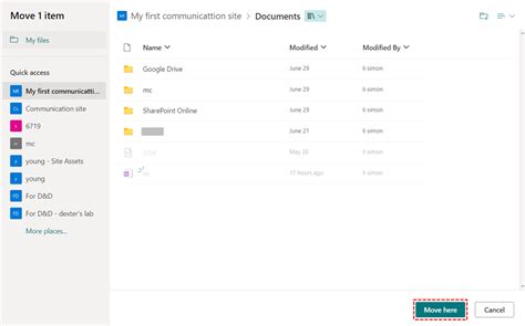 not able to move folders in sharepoint