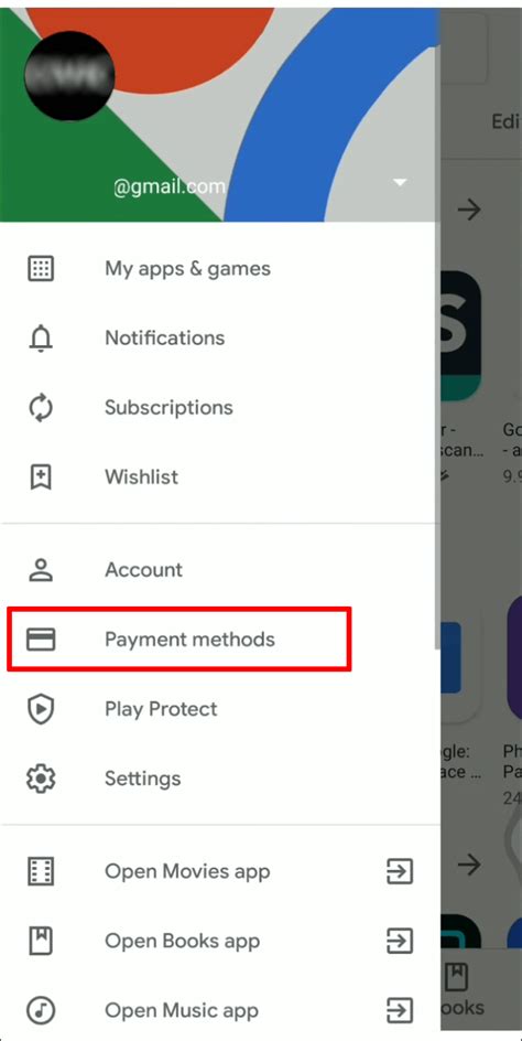 not able to remove payment method in google play