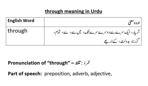 not through meaning in urdu with example
