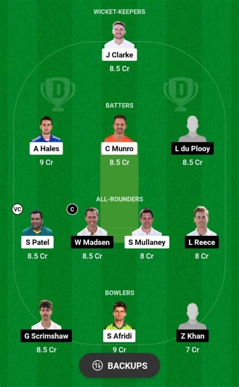 not vs der dream11 prediction cricket