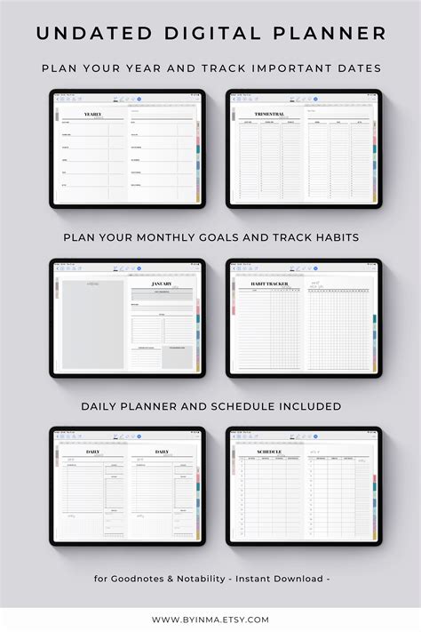 Digital planner hourly 2021 Goodnotes template Notability Etsy