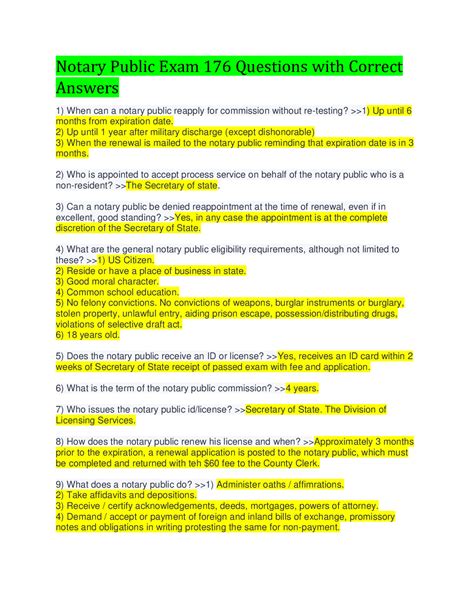 Notary Public Sample Questions