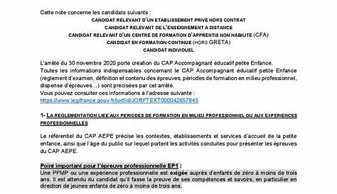 Note Aux Candidats Cap Aepe 2023 27172 | PDF