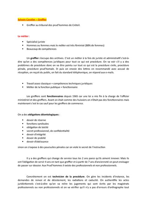 Subject Note De Synthèse Greffier Viral