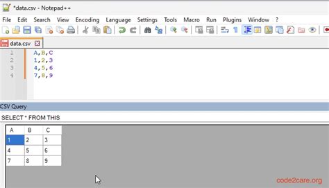 Notepad++ Csv