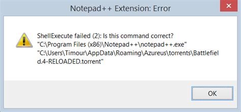 Notepad++ Extension Error