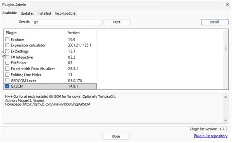 Notepad++ Git Plugin