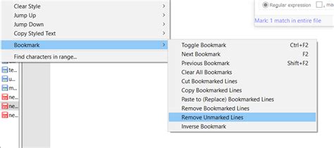 Notepad++ Hide Unmarked Lines