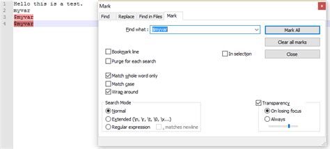 Notepad++ Highlight Search