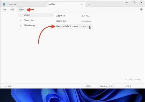 Notepad Default Zoom Setting