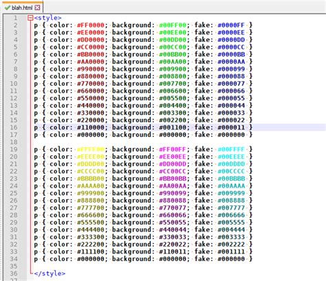Notepad Html Color Codes