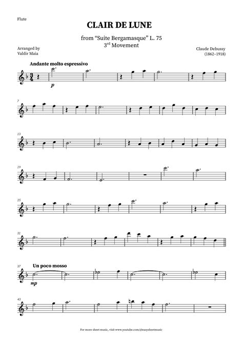 Notes Flute Au Clair De La Lune