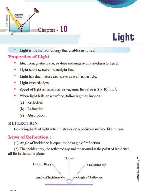 notes of physics class 10 chapter 1 light reflection and refraction