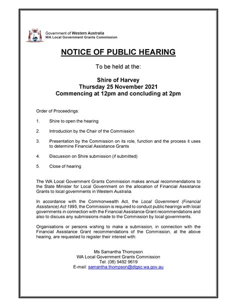 notice of a hearing
